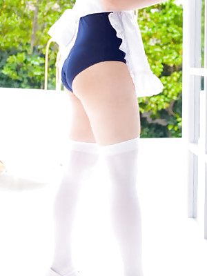 Kana Moriyama Asian is sexy both in uniform and in satin linjerie